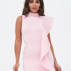 NWOT Light Pink Frill Midi Scuba Dress